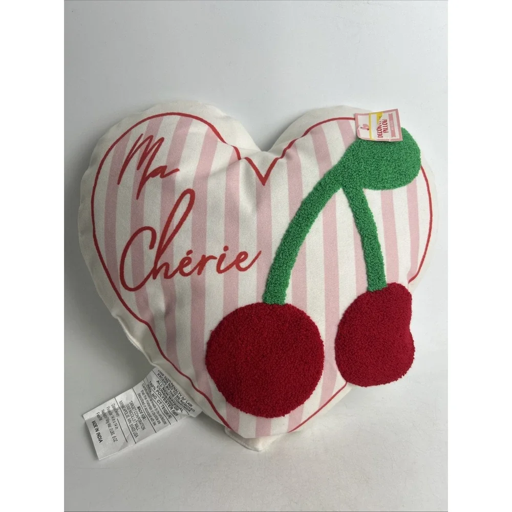 2025 Target‎ Bullseye Valentines Ma Cherie Heart Cherries Plush Throw Pillow NEW